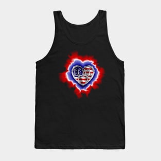 glowing heart within hearts American flag Tank Top